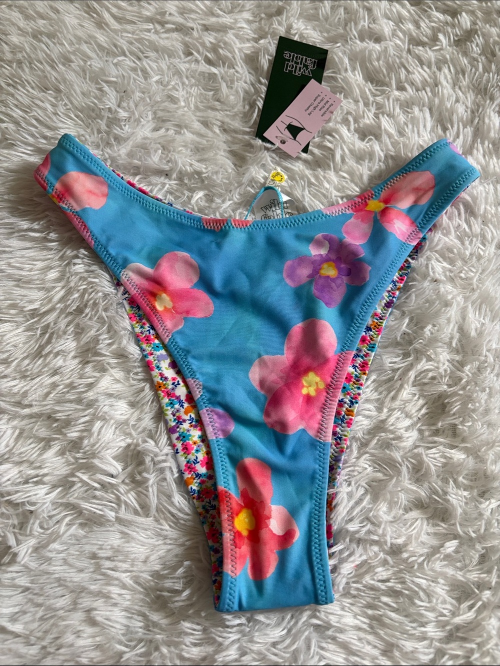 NWT Wild Fable Beach Multi Floral Reversible Bikini Swim Bottoms Size XS